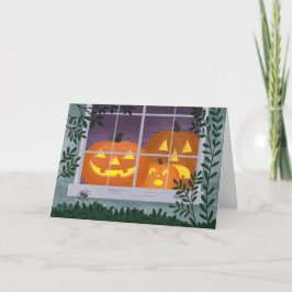 Halloween-Jack-o'-Laternen im Fenster Karte
