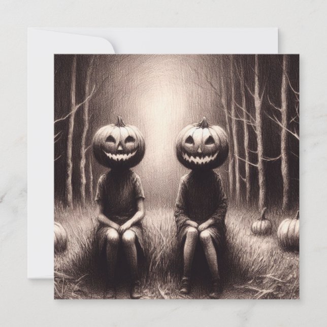 Halloween Jack O'Lantern Figures Spooky Karte (Vorderseite)