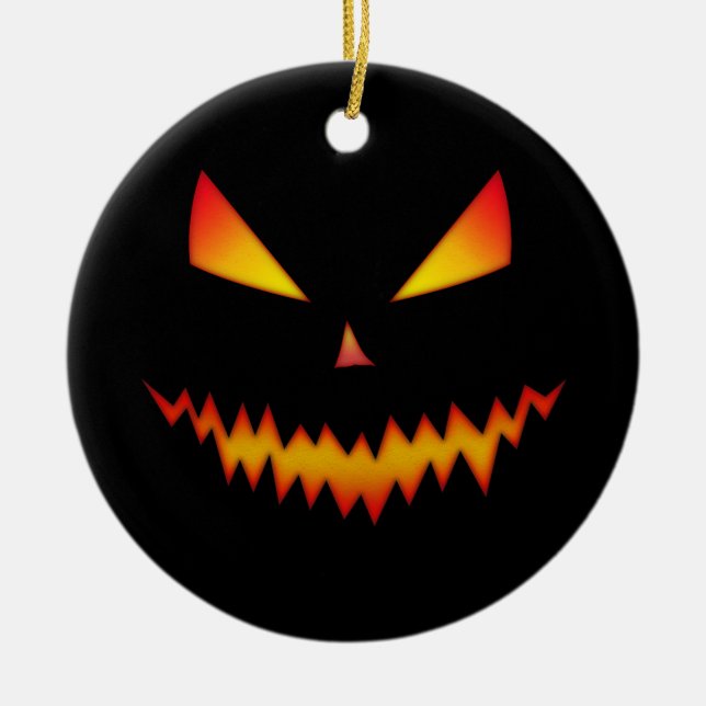 Halloween Jack O'Lantern Gesicht cooles beängstige Keramik Ornament (Vorne)