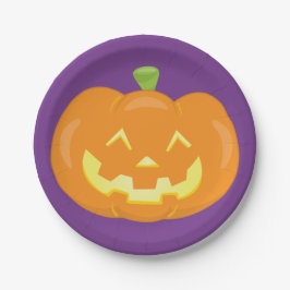 Halloween Jack O'Lantern Pumpkin Lila Orange Pappteller