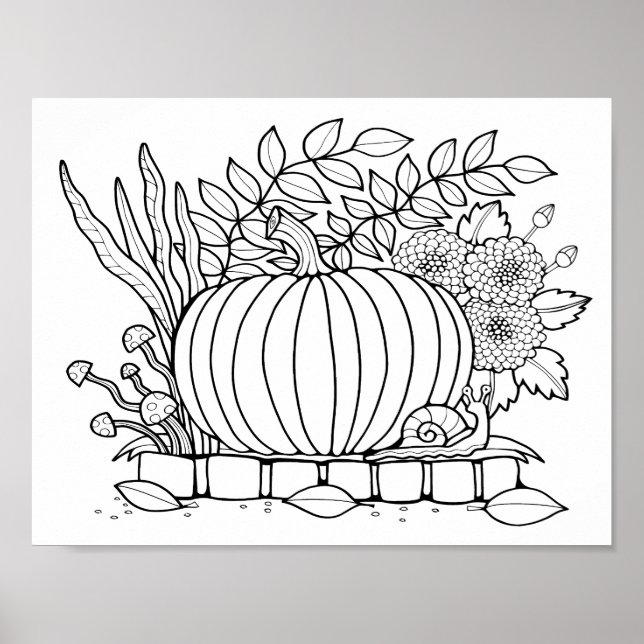 Halloween Jack O'Lantern Scencoloring Page Art Poster (Vorne)