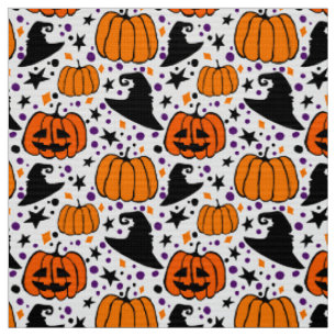 Halloween Jack O'Lantern und Rotzhut Weiß Stoff