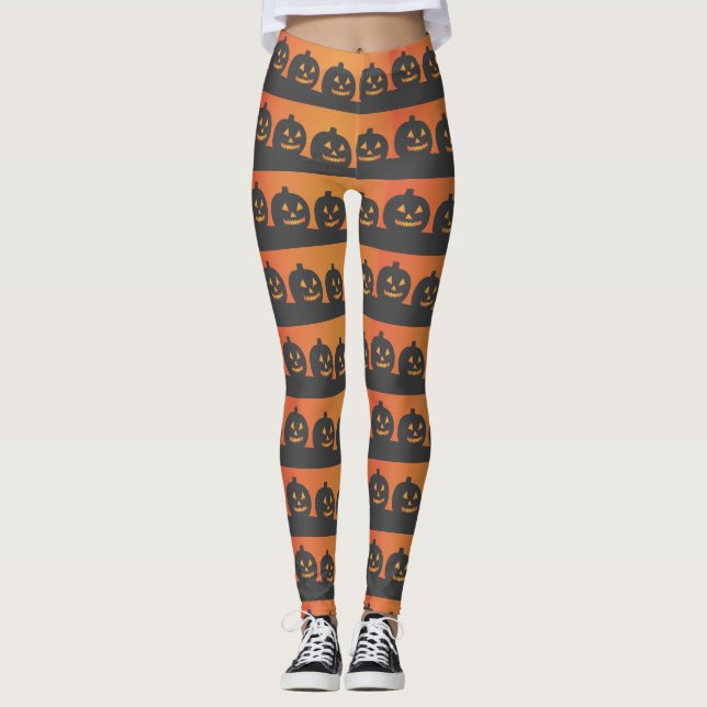 Halloween Jack O'Lanterns Leggings rayés (Devant)