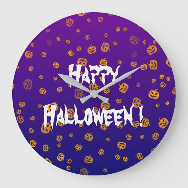 Halloween Jack Pumpkins Große Wanduhr (Vorderseite)