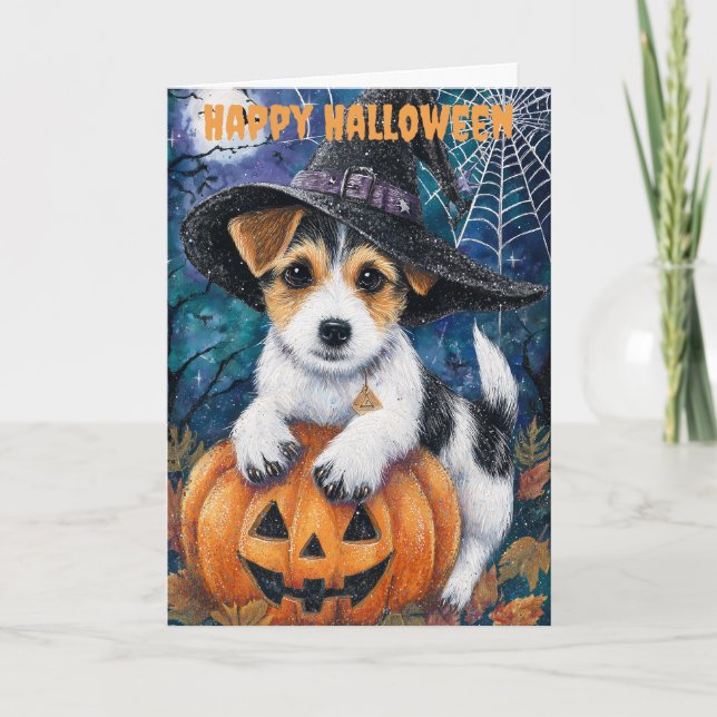 Halloween Jack Russell Dog Feiertagskarte (Vorderseite)