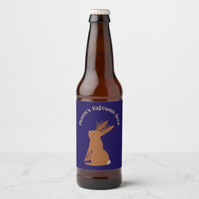 Halloween Jackalope Trick oder Treat Custom Bierflaschenetikett (Vorderseite)