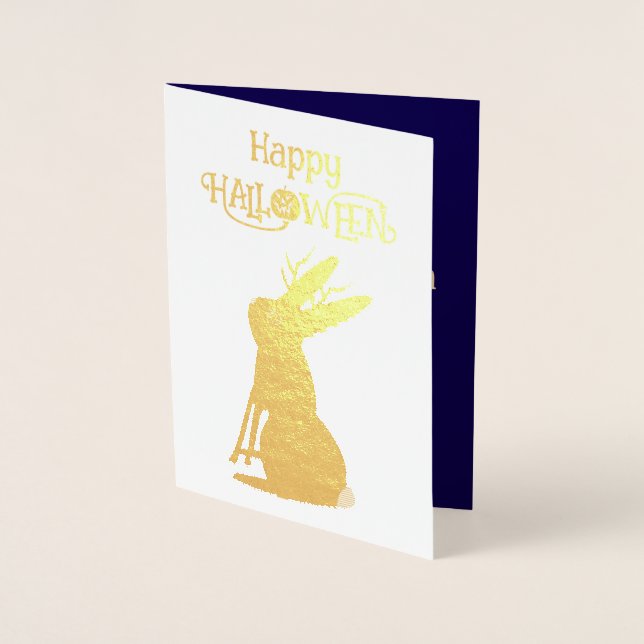 Halloween Jackalope Trick oder Treat Custom Folienkarte (Vorderseite)