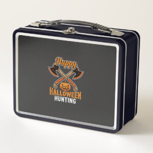 Halloween-Jagd gekreuzte Äxte Jack O Lantern Metall Brotdose