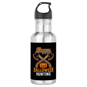 Halloween-Jagd gekreuzte Äxte Kürbislaterne Edelstahlflasche