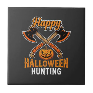 Halloween-Jagd gekreuzte Äxte Kürbislaterne Fliese