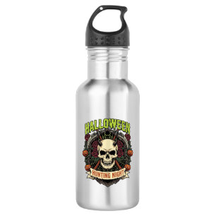 Halloween-Jagd Nacht Gehörnter Totenkopf Rosen Kür Edelstahlflasche