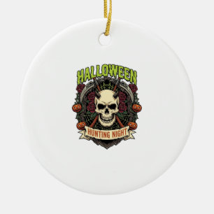 Halloween-Jagd Nacht Gehörnter Totenkopf Rosen Kür Keramik Ornament