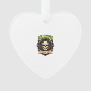 Halloween-Jagd Nacht Gehörnter Totenkopf Rosen Kür Ornament