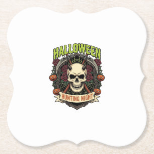 Halloween-Jagd Nacht Gehörnter Totenkopf Rosen Kür Untersetzer