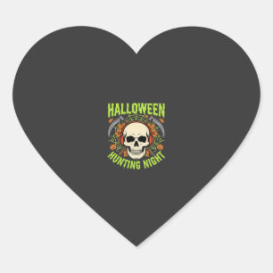 Halloween-Jagd-Nacht-Totenkopf-Sense-Vektor-Design Herz-Aufkleber