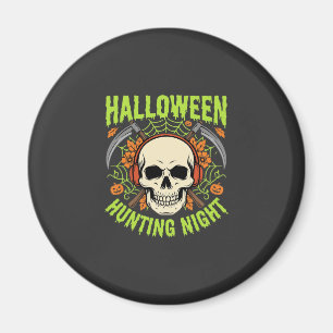 Halloween-Jagd-Nacht-Totenkopf-Sense-Vektor-Design Magnet