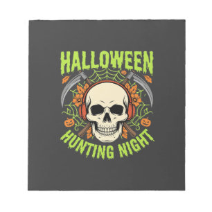 Halloween-Jagd-Nacht-Totenkopf-Sense-Vektor-Design Notizblock