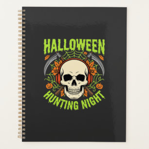 Halloween-Jagd-Nacht-Totenkopf-Sense-Vektor-Design Planer