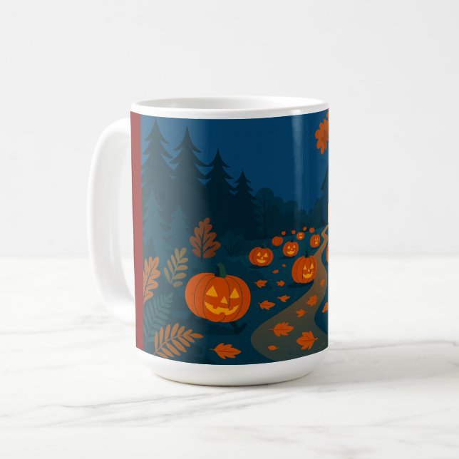 Halloween-Jagdkürbis Kaffeetasse (Vorderseite Links)