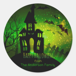 Halloween - Jagdszene - Grüne Augen Runder Aufkleber