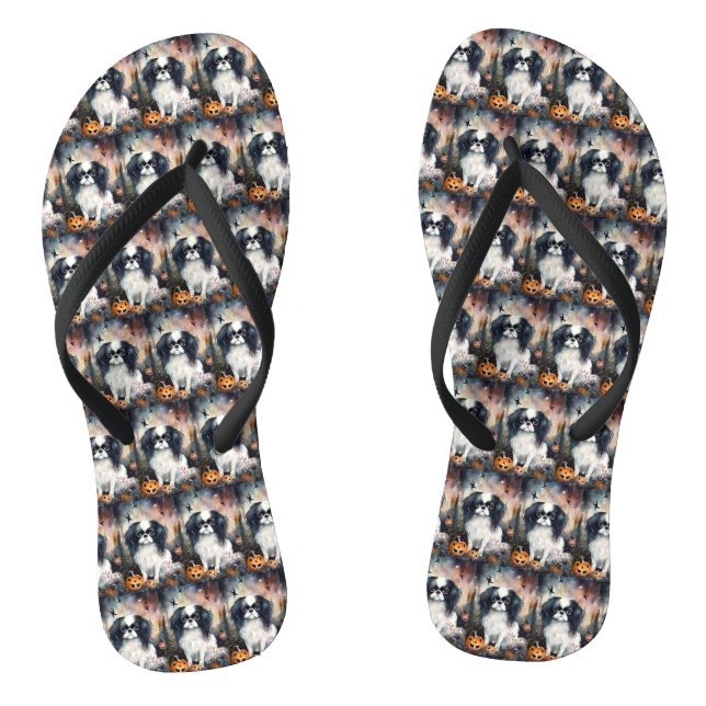 Halloween Japanisches Kinin mit Pumpkins Beängstig Flip Flops (Fußbett)