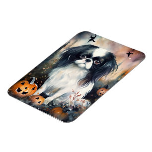 Halloween Japanisches Kinin mit Pumpkins Beängstig Magnet