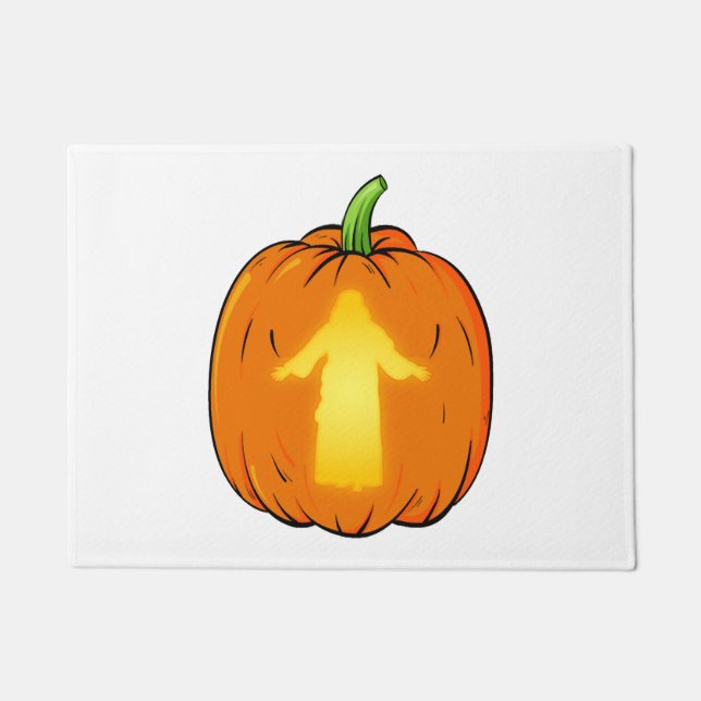 Halloween Jesus Design mit Jesus Pumpkin Fußmatte (Vorderseite)