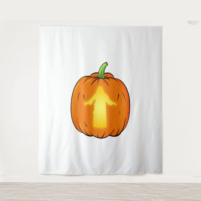 Halloween Jesus Design mit Jesus Pumpkin Wandteppich (Vorderseite)