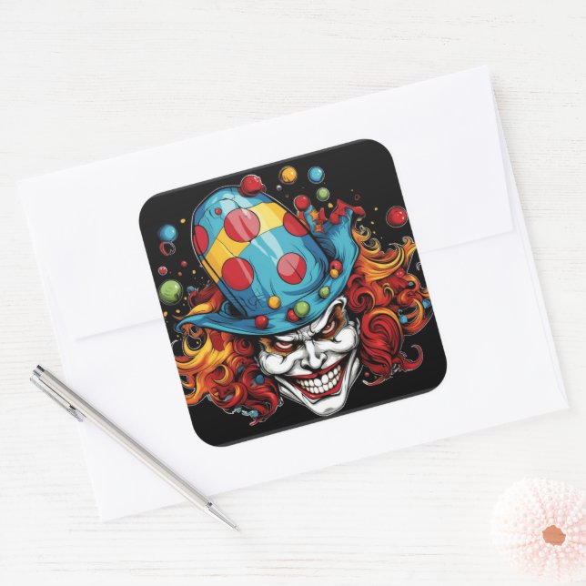Halloween/Joker-Aufkleber Quadratischer Aufkleber (Umschlag)