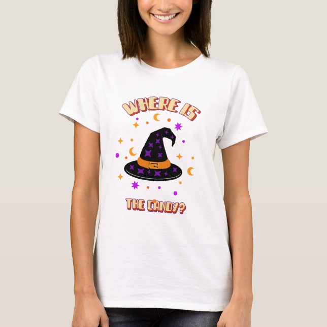 Halloween jolie T-Shirt sorcière Casquette Où Est  (Devant)