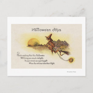 Halloween JoysWitch auf Broom Postkarte