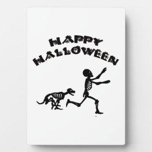 Halloween-Junge und Hund Fotoplatte