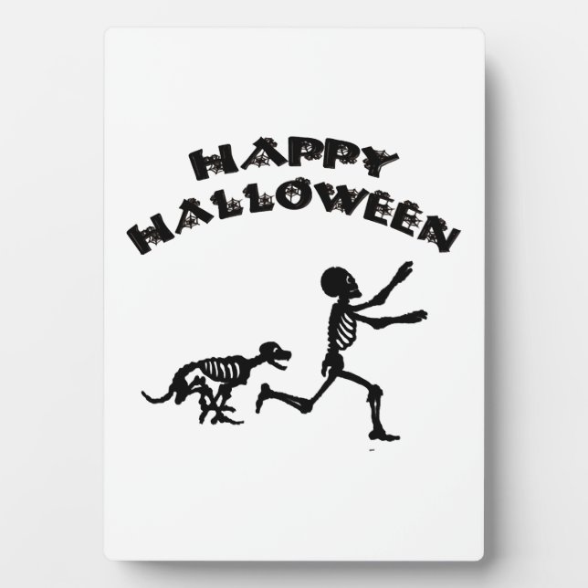 Halloween-Junge und Hund Fotoplatte (Vorderseite)