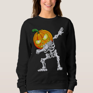 Halloween-Jungen Dabbing-Skelett Gruseliger Kürbis Sweatshirt
