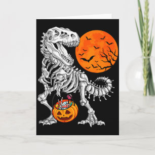 Halloween Jungen Dinosaurier Skelett T Rex Y Kürbi Karte