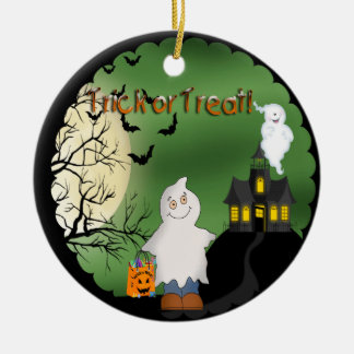 Halloween-Jungen-Geist-runde Verzierung Keramikornament