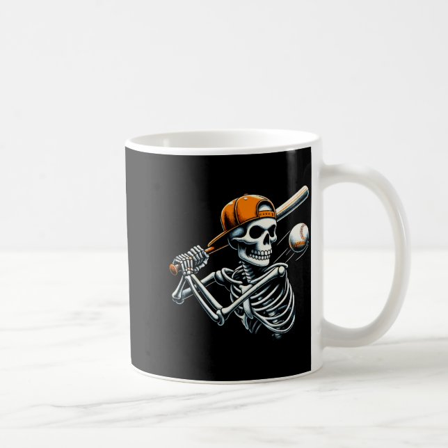 Halloween-Jungen schlagen Skelett-Baseball  Kaffeetasse (Rechts)