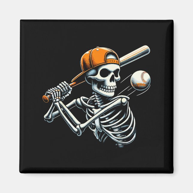 Halloween-Jungen schlagen Skelett Baseball  Magnet (Vorne)