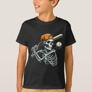 Halloween-Jungen schlagen Skelett Baseball T-Shirt