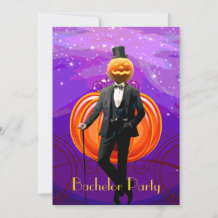 Halloween-Junggesellenabschied mit Kürbisbräutigam Einladung