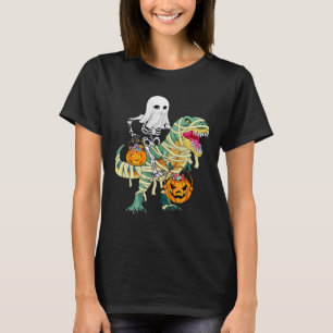 Halloween Jungs Skeleton Riding Dinosaur Geist T-Shirt