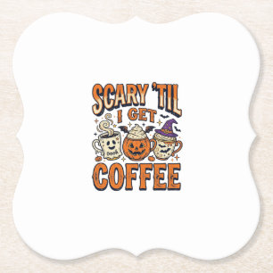 Halloween-Kaffee Gruselig Bis Kaffee Vintage-Shirt Untersetzer