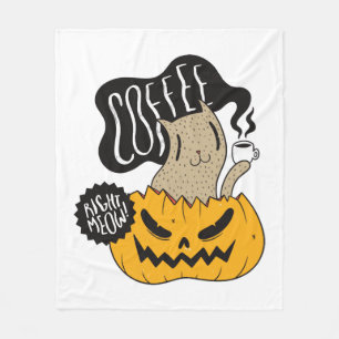 Halloween-Kaffeekatze - Süße Halloween-Katze trink Fleecedecke