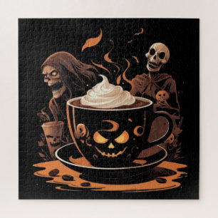 Halloween-Kaffeekunst – Gruseliger Latte mit Skele