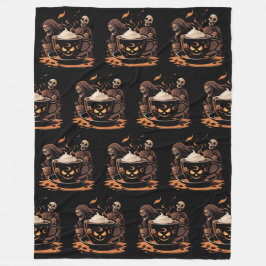 Halloween-Kaffeekunst – Gruseliger Latte mit Skele Fleecedecke