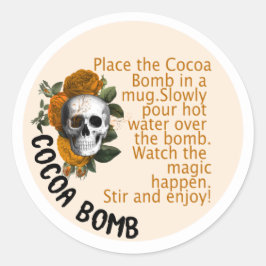 HALLOWEEN Kakao-Bombenbeschriftungen, SKULL Runder Aufkleber