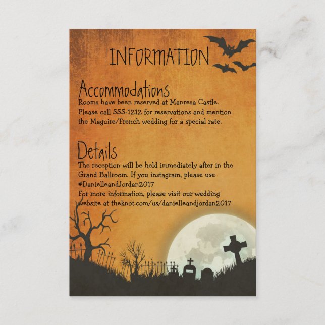 Halloween-Kapitän zur Hochzeit in Orange Begleitkarte (Vorderseite)