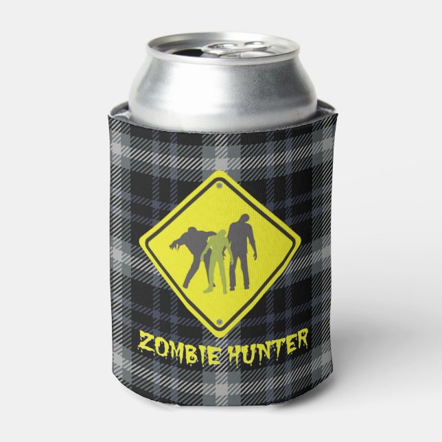 Halloween Kariert Zombie Hunter Dosenkühler (Kanne Vorderseite)