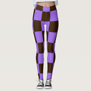 Halloween Kariertes Schwarz und Lila Muster Leggings