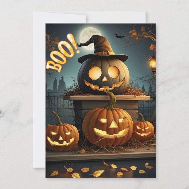 Halloween-Karte. Boo! Feiertagskarte (Vorderseite)